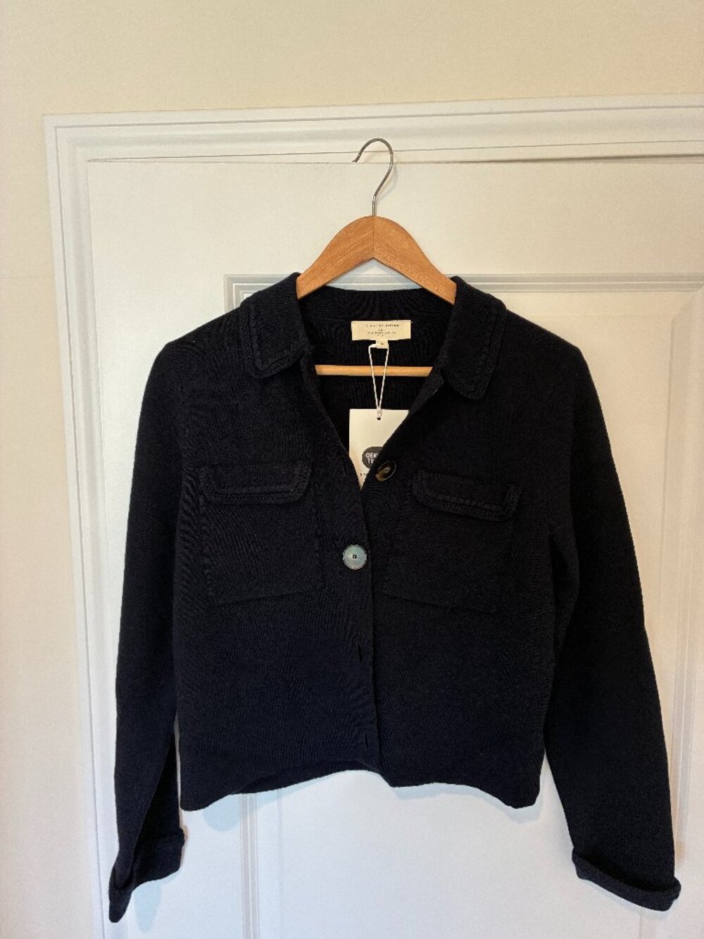 Sézane Betty Cardigan in Navy Crochet size XS. NWT retail $170